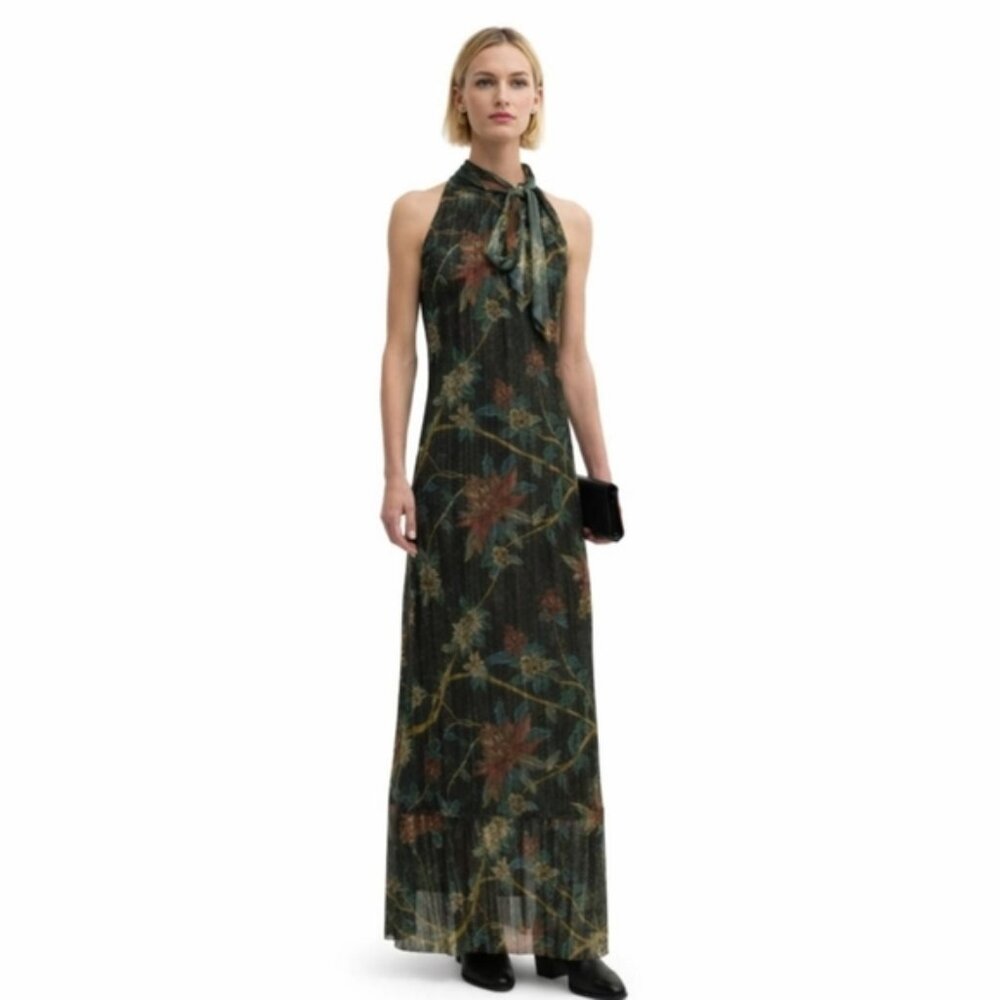 NWT Johnny Was Evelina Metallic Floral-Print Maxi Dress